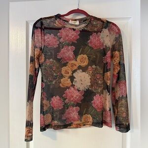Floral Mesh Long Sleeve Top